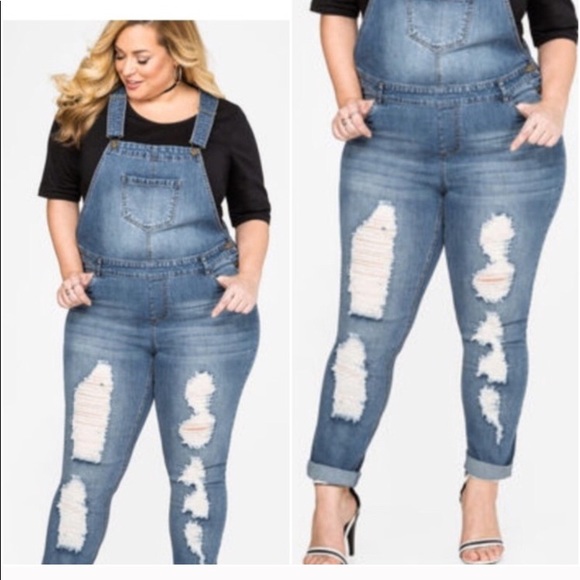 Ashley Stewart Denim - Ashley Stewart Denim Bib Overalls Jeans Distressed